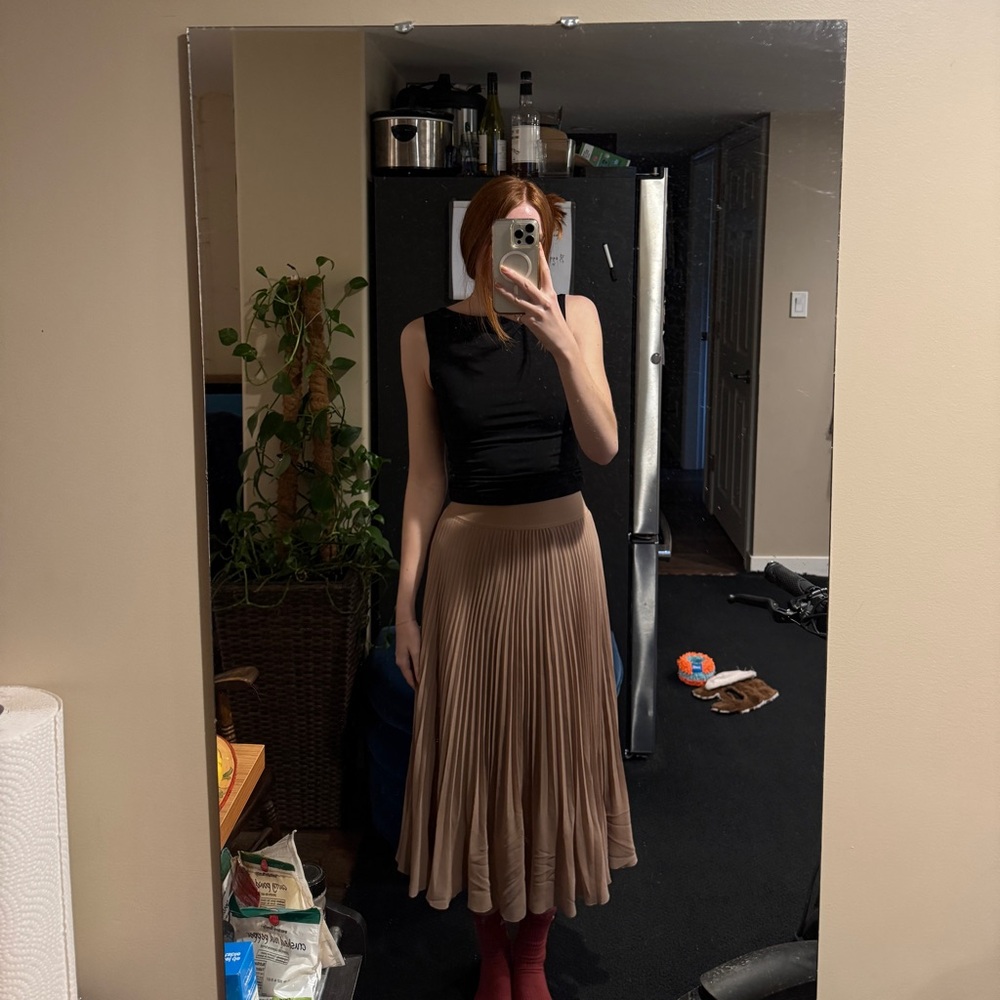 Aritzia twirl skirt in beige
